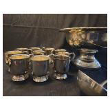 Silver Plated Punch Bowl Set with 10 Cups