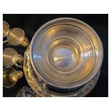 Silver Plated Punch Bowl Set with 10 Cups