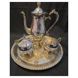 Elegance Silver plated Tea Service Set with Serving Tray