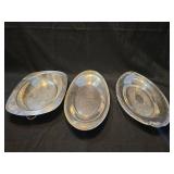 Decorative Silver Plated Serving Trays - Set of 3