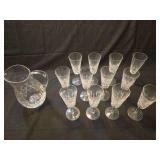 Crystal Champagne Flutes and Pitcher Set