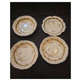 Dresden Porcelain Berry Bowls with Gold Trim