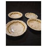 Dresden Porcelain Berry Bowls with Gold Trim