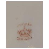 Dresden Porcelain Berry Bowls with Gold Trim