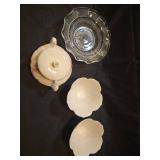 Porcelain Tea Set with Crystal Serving Plate