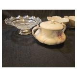 Porcelain Tea Set with Crystal Serving Plate