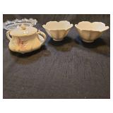 Porcelain Tea Set with Crystal Serving Plate