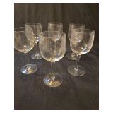 Crystal Wine Glasses with Etched Leaf Design - Set of 6