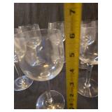Cut Crystal Wine Glasses with Leaf Pattern - Set of 6