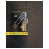 Decorative Black Leather Wallet with Fleur-de-lis Design