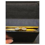 Decorative Black Leather Wallet with Fleur-de-lis Design