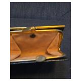 Decorative Black Leather Wallet with Fleur-de-lis Design