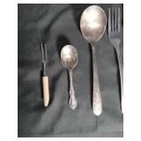 Mixed Silverplate Flatware Set with Shell Pattern