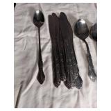 Rogers Silver Plate Flatware Set - Rose Pattern