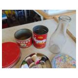 Collectible tins and enamel bowl
