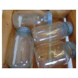 Wooden crate with old canning jars