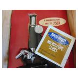 Vintage microscope in box