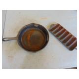 Cast iron skillet and corn bread pan
