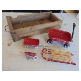 Small Wooden Drawer with Miniature Radio Flyer Pieces