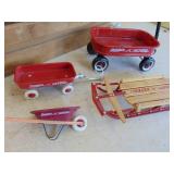 Small Wooden Drawer with Miniature Radio Flyer Pieces