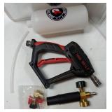 Tool Daily Short Pressure Washer Gun with Foam Cannon, 1/4 Inch Quick Connector, with 5 Pressure Washer Nozzle Tips, 1 Liter - Retail: $40