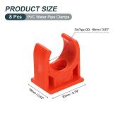 8Pcs PVC Water Pipe Clamps Clips, U-Shaped Tubing Hose Buckles, Irrigation Tube Holder for 16mm OD for TV Trays Tubing Hose Hanger Support Tubing, Red - Retail: $7