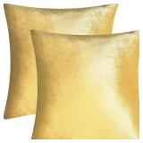 2 Pack 20x20 Pillow Cover Velvet Pillow Covers, Square Throw Pillow Covers for Living Room Decorations Throw Pillow Case, Throw Pillow Cover Cushion Cover for Home Sofa Bedroom Car, Gold - Retail: $10