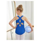 Girls Dance Leotard Ballet Leotards Hollow Back Sleeveless Camisole Leotard Dance Outfit Royal Blue 12-13Y - Retail: $17