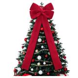 16 x 56 Inch Christmas Extra Large Velvet Bows Christmas Plush Bow Tree Toppers Xmas Tree Decorations for Xmas Holiday Party Car Wreath Wedding Baby Shower Bridal Shower Home Decor(Red) - Retail: $42