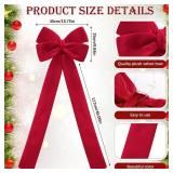 16 x 56 Inch Christmas Extra Large Velvet Bows Christmas Plush Bow Tree Toppers Xmas Tree Decorations for Xmas Holiday Party Car Wreath Wedding Baby Shower Bridal Shower Home Decor(Red) - Retail: $42