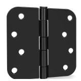 Pack of 3 Matte Black Heavy Duty Iron Door Hinges, 4 Inch x 4 Inch Interior and Exterior Black Door Hinges with 5/8 Radius Corners - Retail: $15'