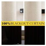 Linen Blackout Cold Blocking Curtains 63 Long for Classroom, Beige, Set of 2, Short Kitchen Burlap Linen 100% Blackout Drape Panels for Night Shift, Great Job for Blocking Light - Retail: $32'