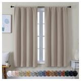 Ava Stone Blackout Curtains for Bedroom 63 Inch Length 2 Panels Set, Solid Thermal Insulated Energy Saving Rod Pocket Window Treatment Curtains Blackout Drapes, W40 x L63 Inch, Color Stone - Retail: $