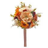 Yellow Sunflower Bridal Bouquet, Artificial Flowers Bridal Cascading Bouquets, Vintage Fall Wedding Bouquets for Wedding Ceremony and Anniversary