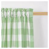 Buffalo Tier Curtains 24 inch Length Plaid Gingham Rod Pocket Short Window Small Kitchen Cafe Curtain Bathroom Window Curtains 2 Panels Green & White - Retail: $15