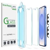 Auto-alignment OneTouch for Samsung Galaxy S25 6.2'' Screen Protector + Camera Lens Protector, Tempered Glass, 30 seconds Installation, Bubble Free, Case Friendly, Anti-Scratch [2+2 Pack] - Retail: $8