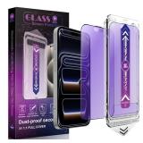 Anti Blue Light Matte Screen Protector for iPhone 17 Pro Max 6.9-Inch, Auto Dust Removal, 9H Tempered Glass, Full Cover, Anti-Fingerprint, Easy Installation, 2 Pack - Retail: $24