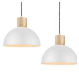 2 Pack Hammered Pendant Lights, 12 Modern Metal Dome Hanging Lamp Solid Wood Pendant Light Fixtures for Kitchen Island, Farmhouse, Dining Room, Sink, Bedroom, Hallway, Nordic White - Retail: $78'