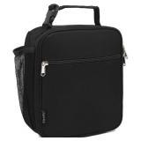 FlowFly Kids Lunch Box Insulated Letter Print Soft Bag Mini Cooler Back to School Thermal Meal Tote Kit for Girls, Boys, Black