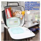 FlowFly Kids Lunch Box Insulated Letter Print Soft Bag Mini Cooler Back to School Thermal Meal Tote Kit for Girls, Boys, Black