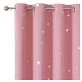 Pink Kids Curtains for Girls Bedroom Silver Print Window Drapes Soft Thick Thermal Insulated Window Treatment Grommet Top Blackout Curtains for Nursery Decor 2 Panels/Rose pink/52Wx54L - Retail: $17