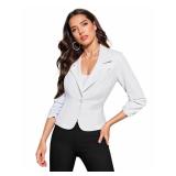 Hybrid & Company Women's Lightweight Casual Work Office Stretch Ponte Cardigan Blazer Jacket JK1131X White 5X - Retail: $29