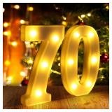 70th Birthday Decorations for Women Men, Happy 70 Birthday Decorations for Centerpieces Table,70 Light Up Numbers Sign Led for Party Backdrop Wall Decor for 70s Party Decoration - Retail: $14