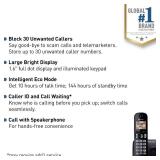 Panasonic Cordless Phone, 1.6 Backlit Display, Call Block, Speakerphone, 10 Hours Talk Time, 1 Handset - KX-TGC200B (Black) - Retail: $29'