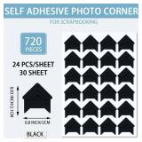 Photo Corners Self Adhesive Photo Corners for Scrapbooking and Stamping Supplies DIY Scrapbook Stickers Album Diary Personal Journal Diary Organizer(Black) - Retail: $10