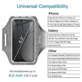 Phone Armband Holder with Key Holder and Card Slot for Phone Upto 6.2 inch, iPhone 16e/16/15 Pro/15/14 Pro/14/13 Pro/13, Galaxy S23/S22, Pixel 8a, Water Resistant, Adjustable Band (Grey) - Retail: $10