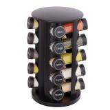 New England Stories Revolving Spice Rack Set with 20 Spice Jars, Kitchen Spice Tower Organizer for Countertop or Cabinet - Carousel Storage Includes 386 Spice Labels (Black) - Retail: $35