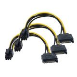 6 Pin SATA Power Cable 3 Pack SATA 15-Pin to 6-Pin PCI Express Card Power Cable Adapter 8 Inch