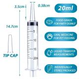 20ml Syringe for Liquid, Oral, Scientific Labs, Measurement, Dispensing, with Cap- 3 Pack 20ml Syringes - Retail: $5