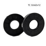 2PCS Oil Seal, Lip Seals, TC 32mm x 62mm x 12mm, Nitrile Rubber Double Lip Spring-Loaded Oil Shaft Seal, Designed for Bearing Shaft, Black